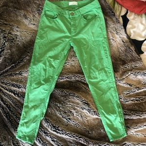 Zara Green skinny jeans w/ ankle zippers